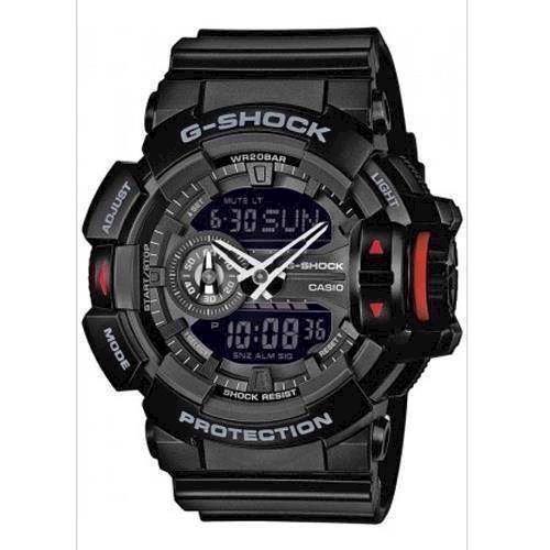 Image of Casio G-Shock sort resin med stål quartz multifunktion (5398) Herre ur, model GA-400-1BER